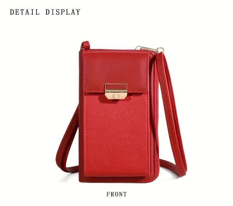 2024 New Women's Bag Mobile Phone Bag Trendy Line Simple Ladies Shoulder Bag Messenger Bag Lock Small Square Bag - M & M Global
