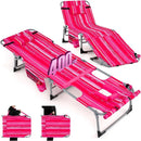 Tanning Chair, 400LBS Beach Lounge w/Face Arm Hole & Hand Shoulder Strap, Folding Layout Sunbathing Chair, Face Down Outdoor