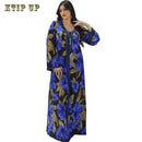 Ramadan Luxury Muslim Fashion Bat Sleeve Moroccan Turkiye Dubai Dress Middle East Arab Dress Sequins Golden Velvet Long Dress - M & M Global