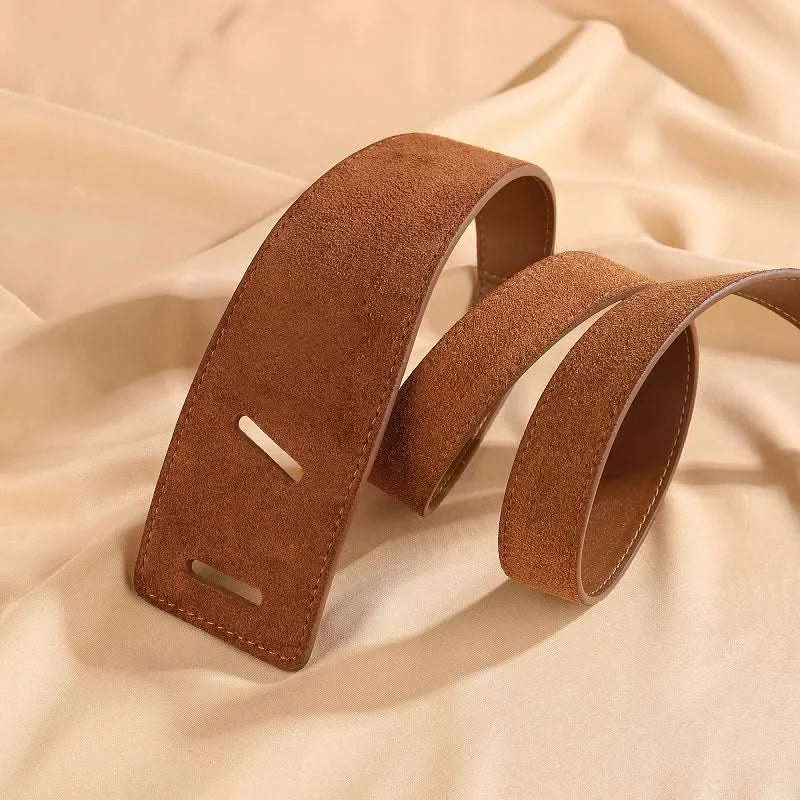 Knotted Belts for Women Belt Lady Waistband Soft Genuine Leather Suede Cowhide Waist Belt Straps Long Dress Coat Accessories - M & M Global