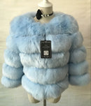 DEAT Fashion Orange Imitation Fox Fur Grass Coat Women's Round Neck Plush Thick Jacket Winter New 7A1578