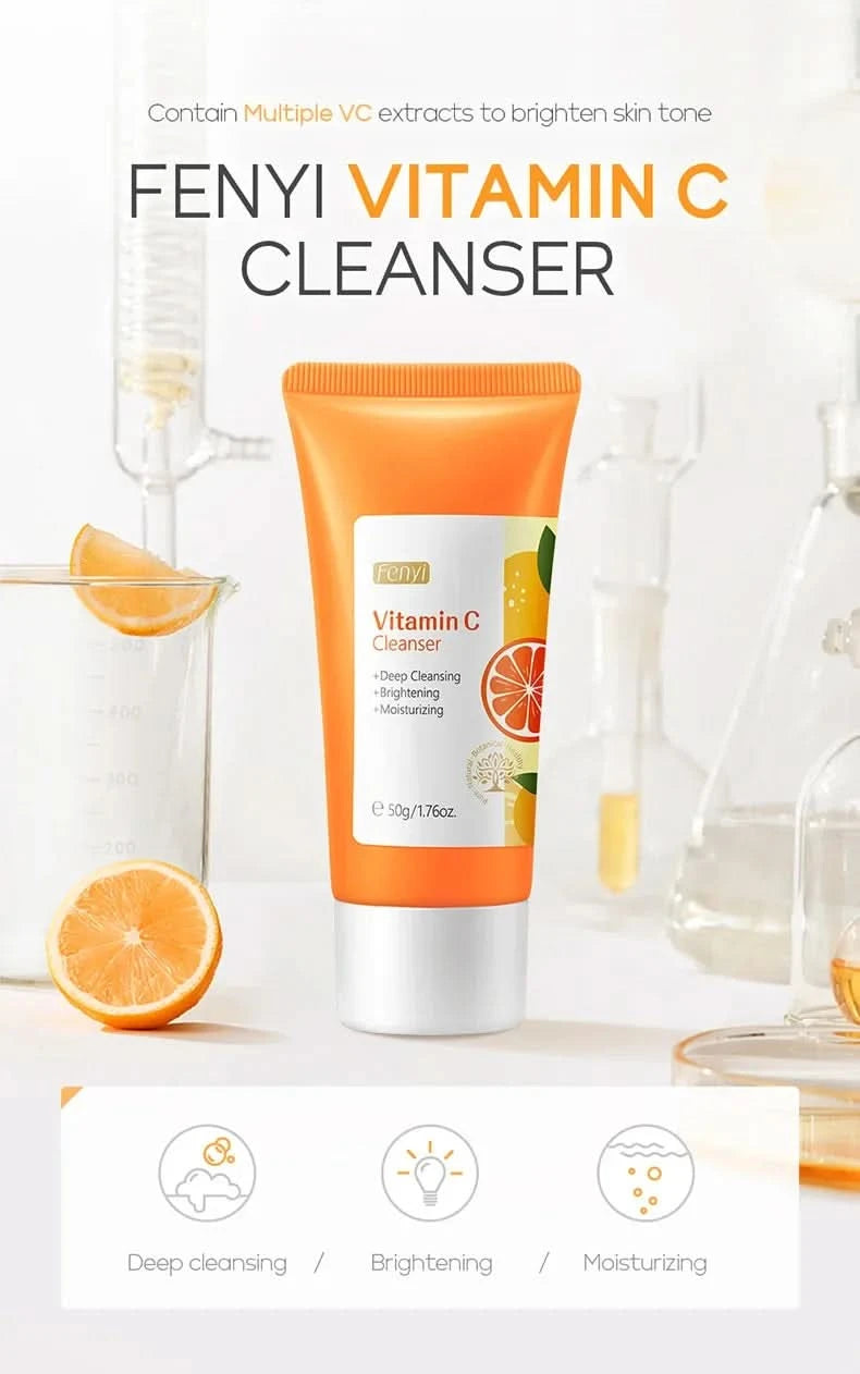 Vitamin C Facial Cleanser Skin Cleansing Moisturizing  Blackhead Remove Skincare Face Wash Foam Face Cleanser 50g - M & M Global