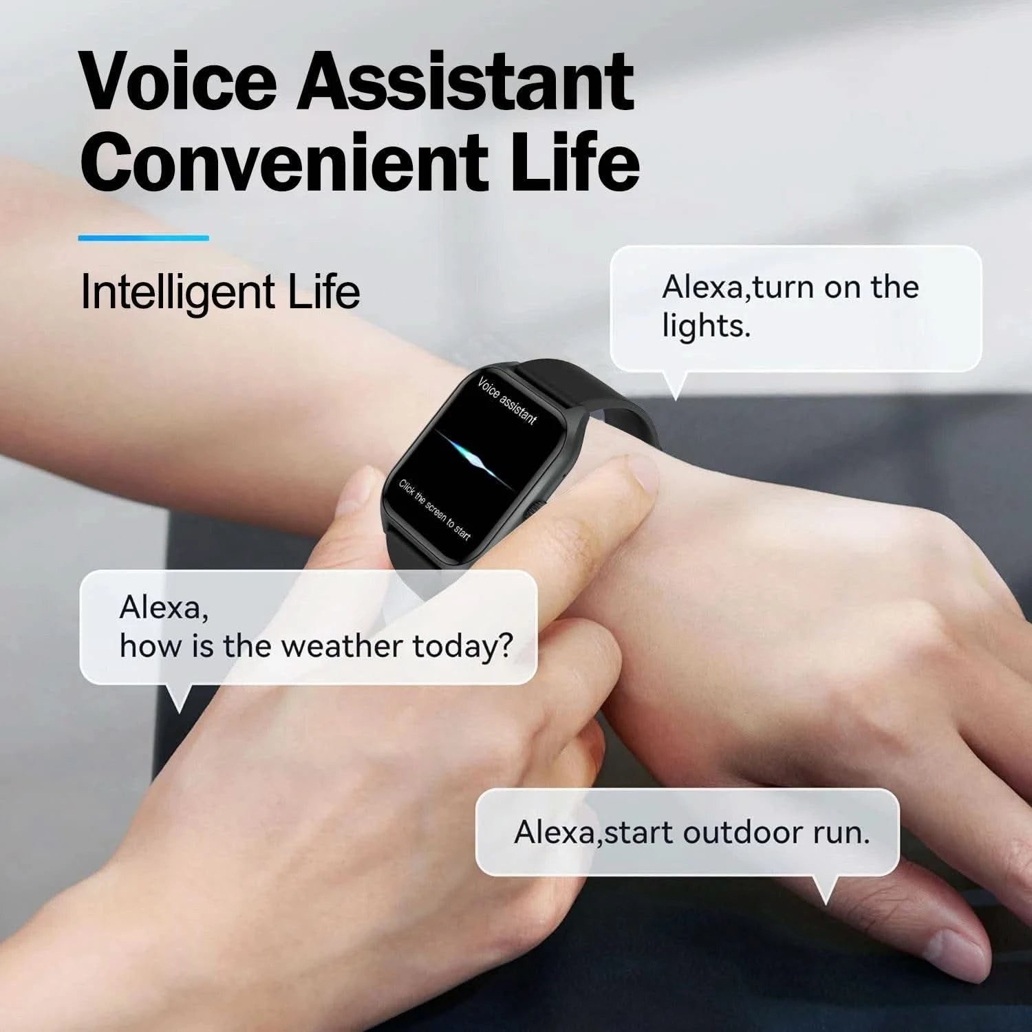AI Voice Assistant Smart Watch for Men Women, 1.96'' HD Screen Activity Trackers with 100+Sports/ Sleep/ Heart Rate Monitor - M & M Global