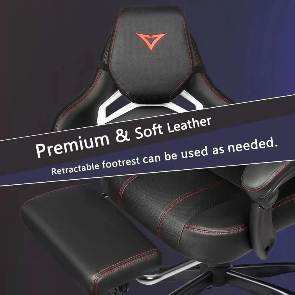 Big and Tall Gaming Chair for Adults with Footrest, 400lbs Weight Capacity Video Game Chairs for Office, Ergonomic Computer