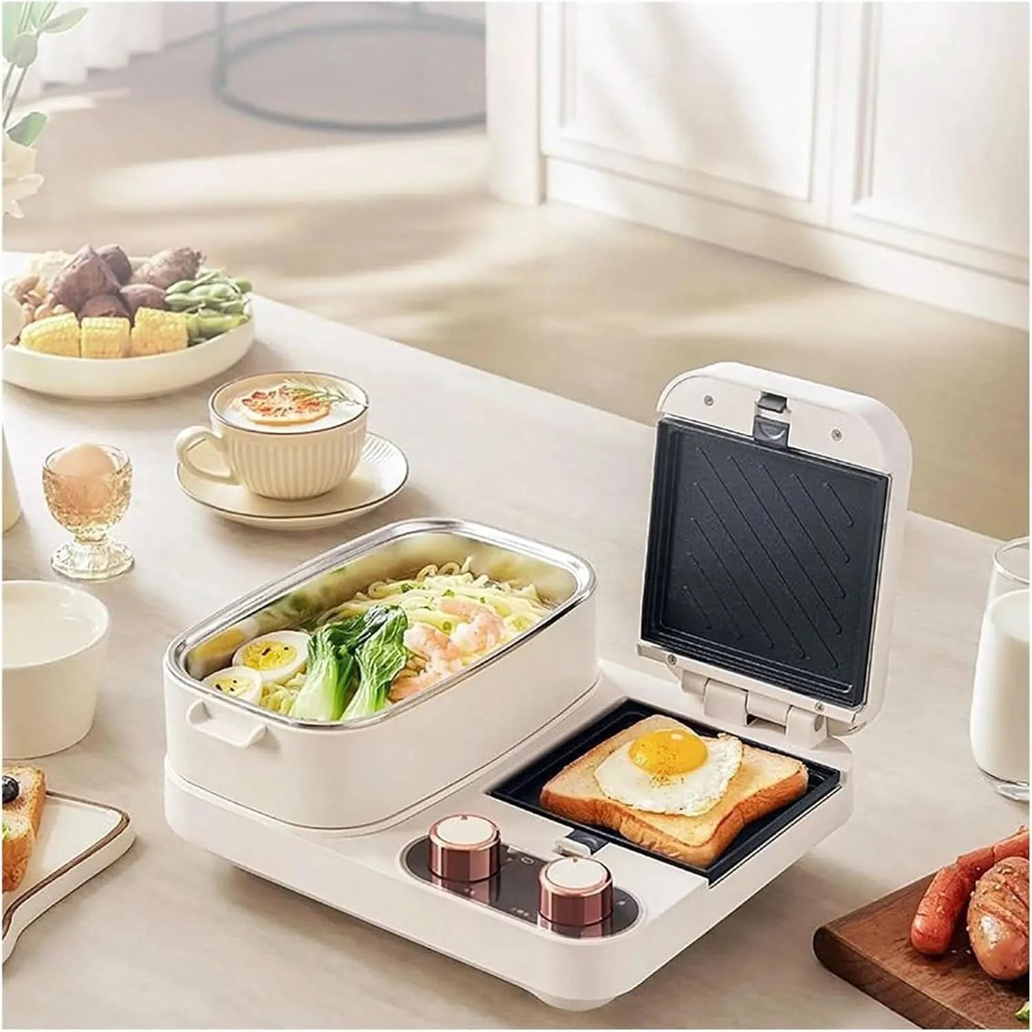 kitchen Gadgets 3 in 1 Breakfast Counter, Electric Mini Waffle Maker, Toast Maker, Breakfast Sandwich Maker, Home Breakfast Make - M & M Global