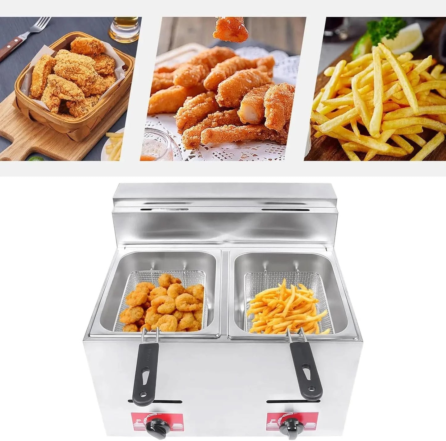 Propane Deep Fryer, Commercial Deep Fryer Propane Outdoor Fryers With Baskets Propane Stainless Steel Outdoor Fish Fryer for Hom - M & M Global