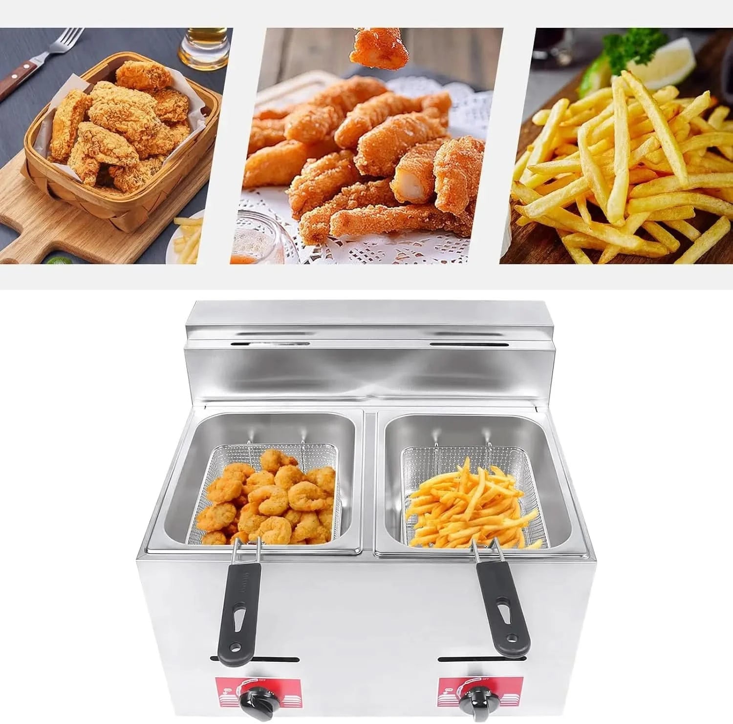 Propane Deep Fryer, Commercial Deep Fryer Propane Outdoor Fryers With Baskets Propane Stainless Steel Outdoor Fish Fryer for Hom - M & M Global