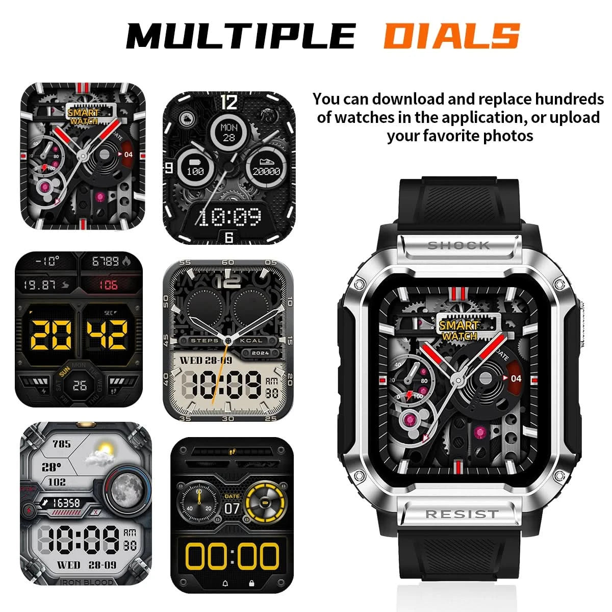 Smart watch with full touch screen, call, message reminder and other functions, compatible with iPhone/Android phones