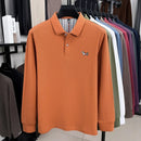 Luxury and fashionable 100%pure cotton comfortable long sleeve polo shirt for men new spring and autumn brand embossed puppy top