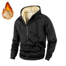 Men's Lambswool Zipper Hoodies Jackets Winter Outdoor Fleece Lining Warm Windproof Hooded Sweatshirts Men Casual Jackets Coats