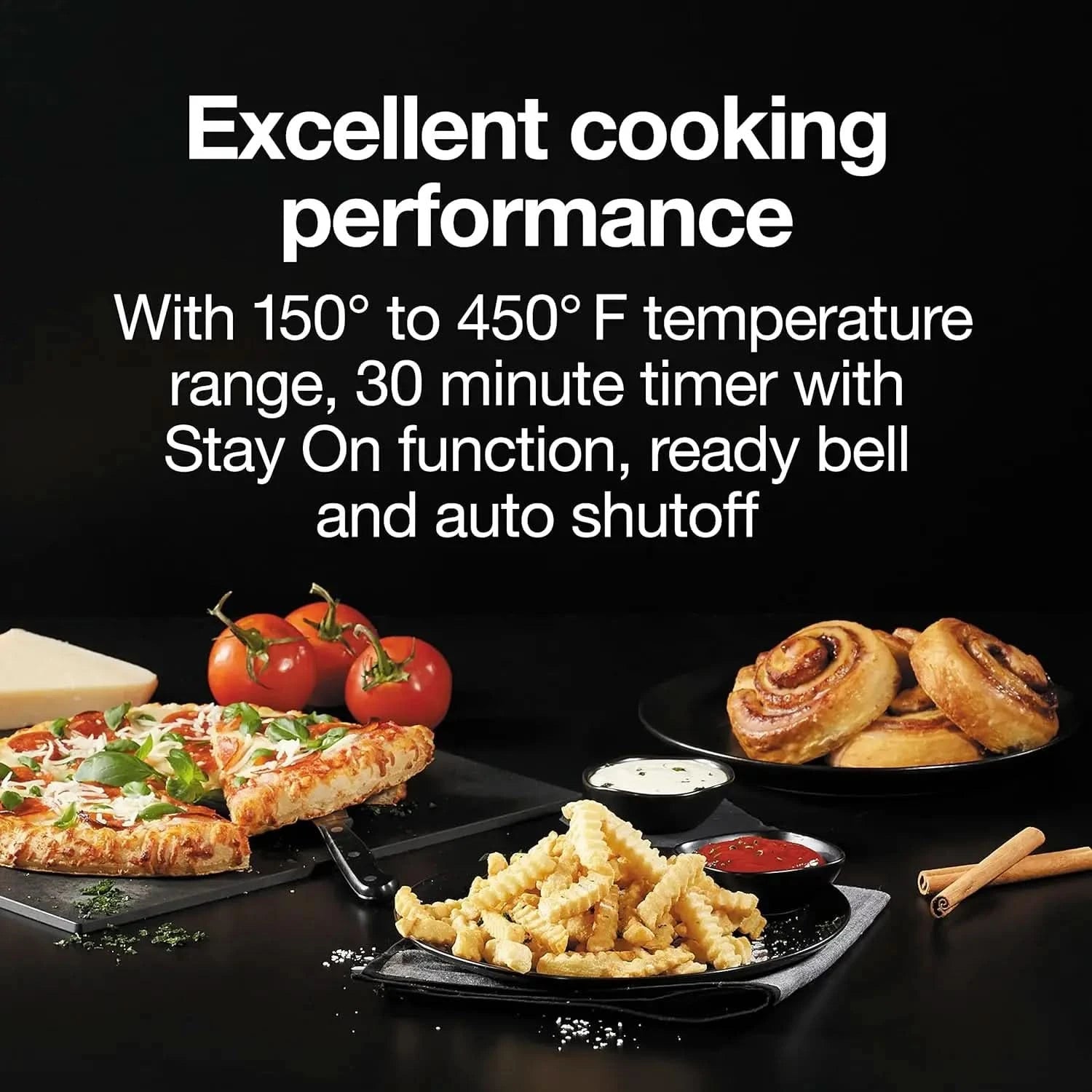 Air Fryer Toaster Oven Combo with 4 Functions Including Convection, Bake & Broil, Fits 6 Slices or 12" Pizza, Auto Shutoff, Blac - M & M Global