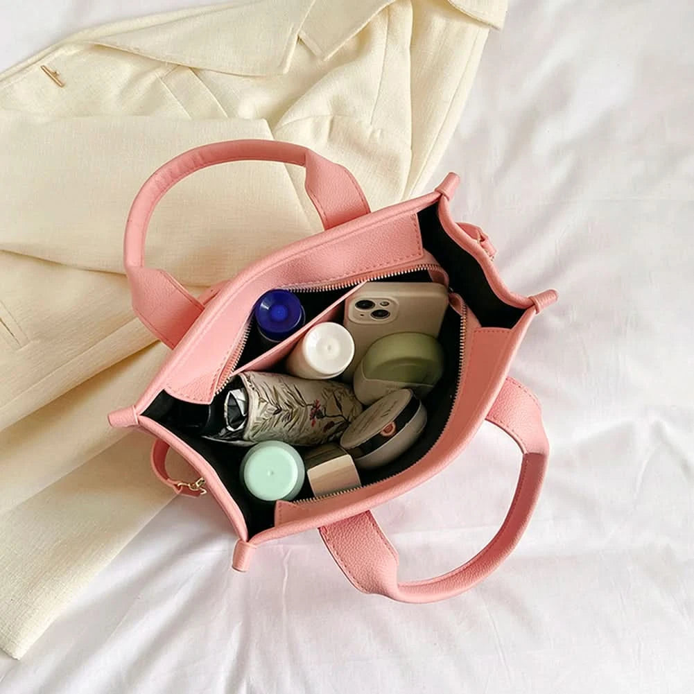New The Tote Bag Letter Printed Sequins Top-Handle Bag Women Leather Handbag Luxury Designer Glitter Shoulder Crossbody Bag - M & M Global