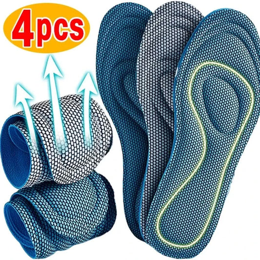 NEW 4Pcs Memory Foam Orthopedic Insoles for Shoes Antibacterial Deodorization Sweat Absorption Insert Sport Shoes Running Pads - M & M Global