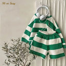 Baby Girl Boy Cotton Striped Clothes Set Hoodie and Shorts 2pcs Infant Toddler Child Tracksuit Spring Autumn Summer 1-7Y - M & M Global