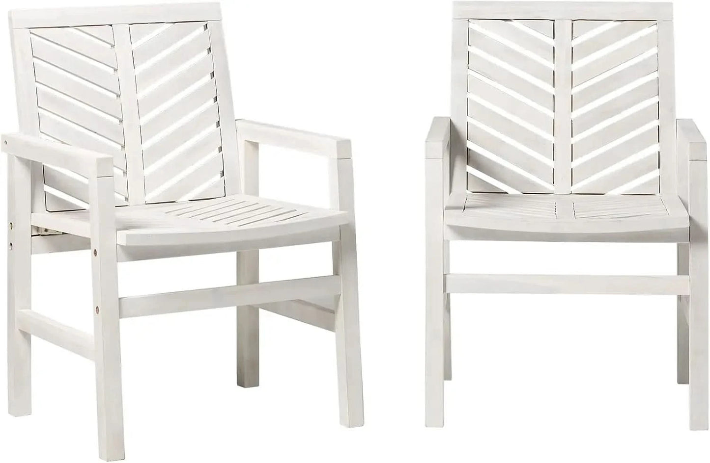 2 Piece Outdoor Patio Chevron Wood Chair Set All Weather Backyard Conversation Garden Poolside Balcony, Set of 2