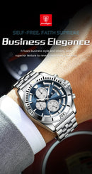 POEDAGAR Luxury Sports Man Wristwatch Waterproof Luminous Chronograph Date Quartz Men's Watches Casual Stainless Steel Men Watch