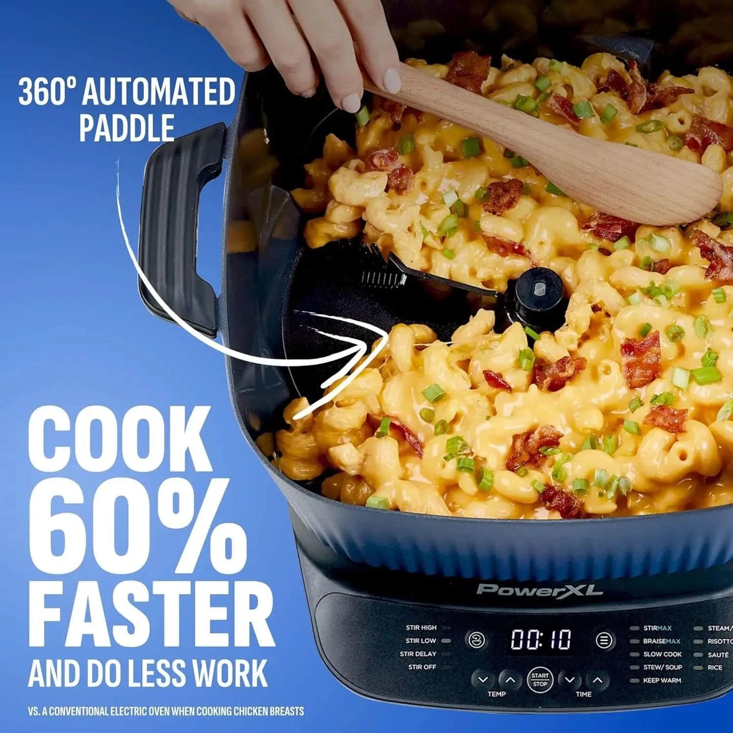 STIRMAX Midnight Blue 7.5 Quart Digital Multi-Cooker with Automatic Paddle to Stir and Shred, 9 in 1 programmable presets to Sau - M & M Global