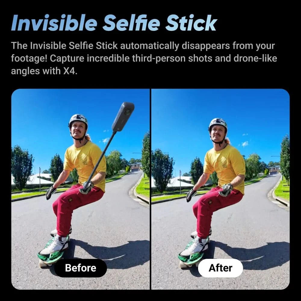 Insta360 X4 - 8K Waterproof 360 Action Camera, 4K Wide-Angle Video, Invisible Selfie Stick,  135 Min Last，Removable Lens Guards, - M & M Global