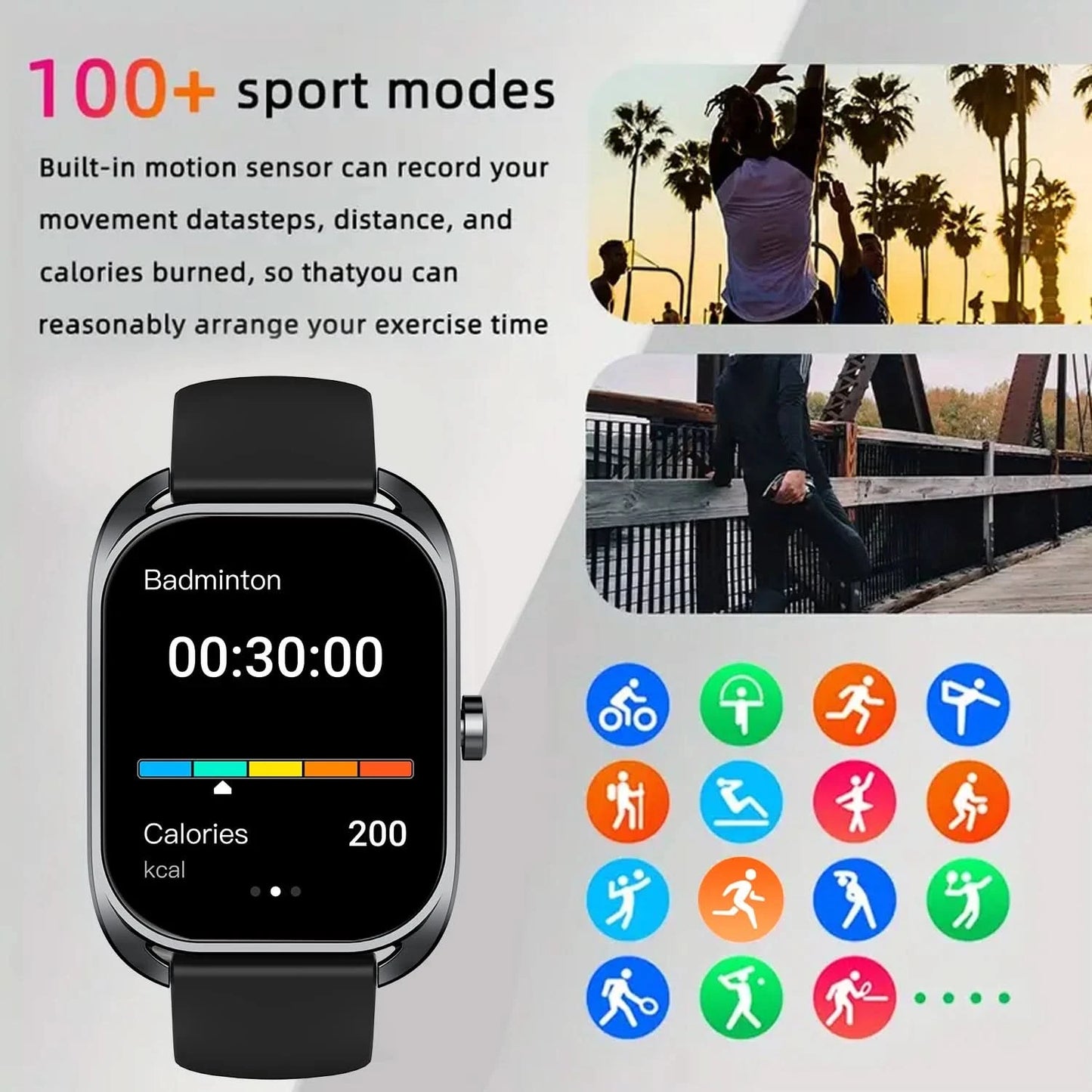 Smart watch, can answer and make calls, has message reminders, compatible with Android and iPhone