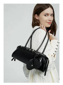 Genuine Leather Women's Baguette Bag Niche Retro Motorcycle Trend Cool belt Handbag New Luxury Design Shoulder Underarm Bag - M & M Global