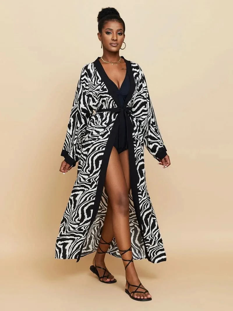Para Praia Kimono Beach Robe 9 Colors Bikini Cover Ups Beachwear Femme Long Dress Sarong Women Loose Cardigan Swimsuit Covers - M & M Global