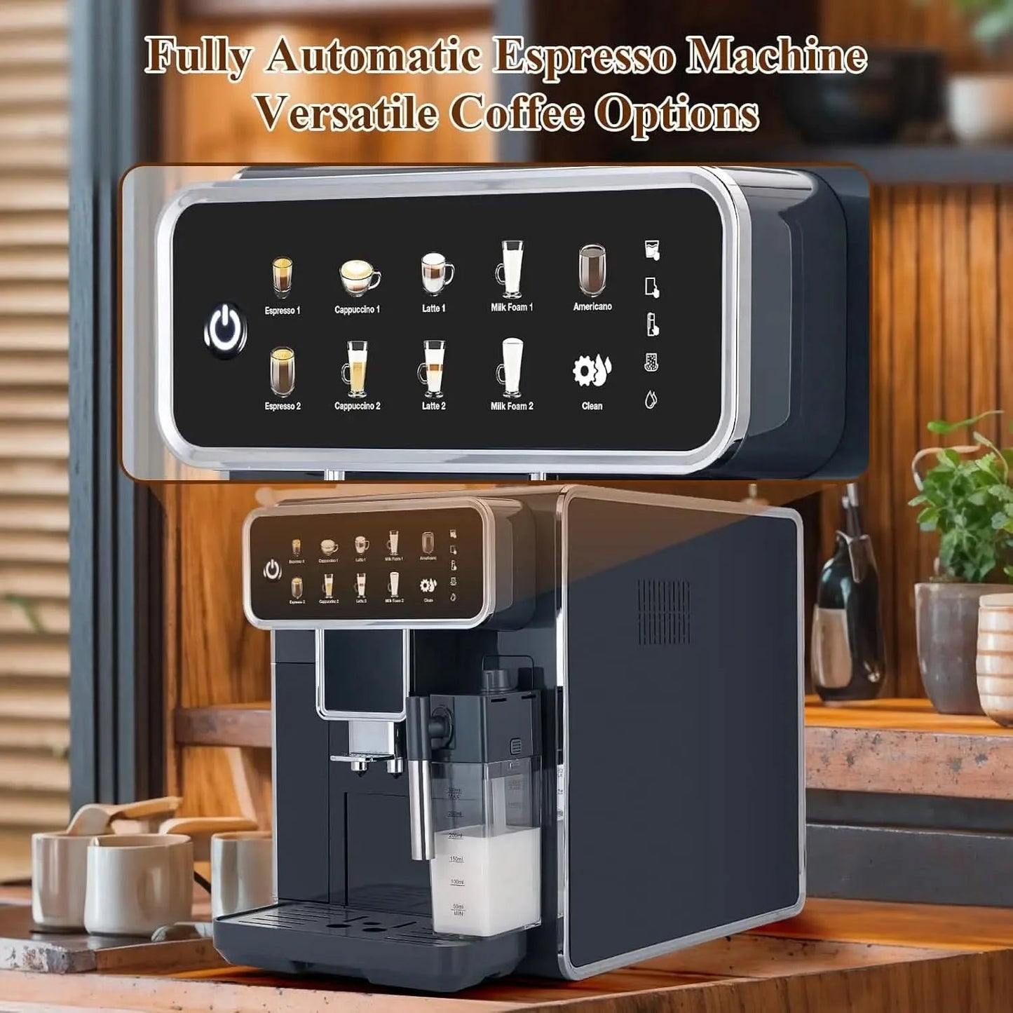 Fully Automatic Coffee Maker with Built-in 3-Level Grinder Expresso/Cappuccino/Latte/Americano Coffee Machines with Self-Cleanin - M & M Global