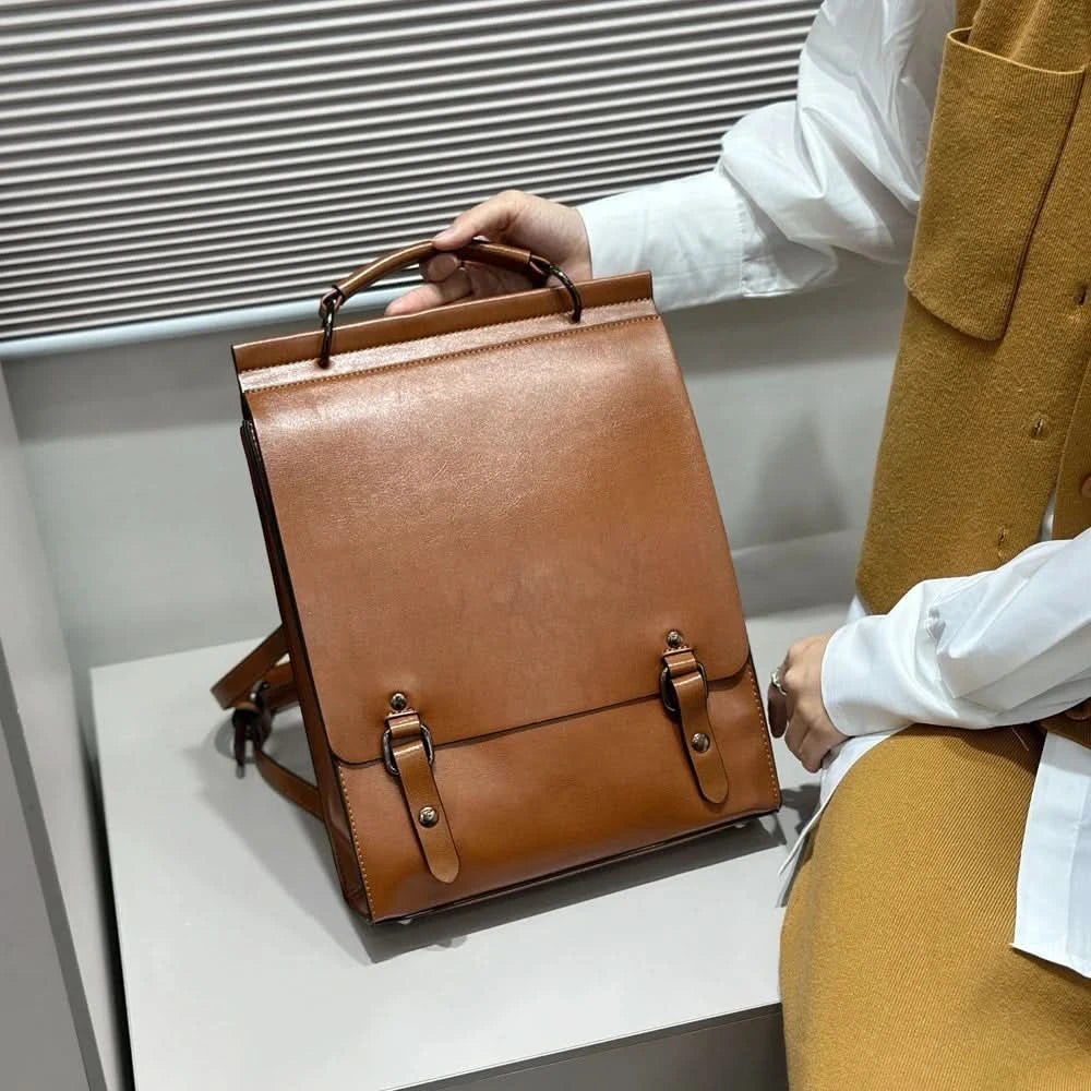 Genuine Leather Women Backpack Cross Body Bag Book School Bags Real Cowhide Lady Female Laptop Daypack Messenger Shoulder Bags - M & M Global