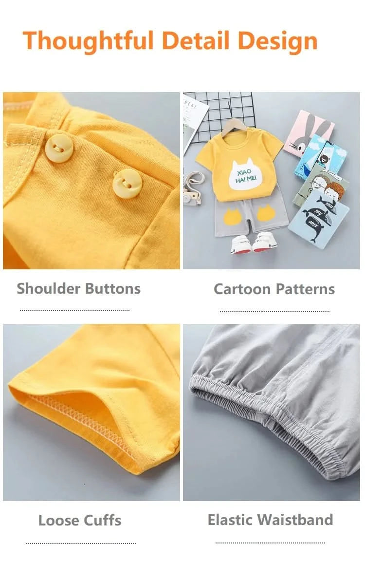 2PCS Children's Sets mother Kids Clothes Boys Girl T-shirt Shorts Summer Cotton Short sleeve Baby Children Clothing Toddler Suit - M & M Global
