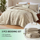 solid color cut flower craft Comforter sets, breathable, 100% microfiber, 1 quilt + 2 pillows, all seasons, machine washable.