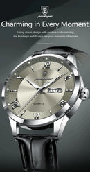 POEDAGAR Top Luxury Watch For Men Military Waterproof Luminous Date Week Man Wristwatch Leather Men's Quartz Watches Sport Reloj - M & M Global