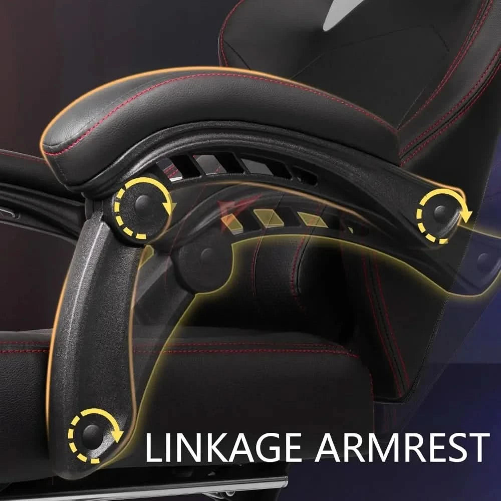 Big and Tall Gaming Chair for Adults with Footrest, 400lbs Weight Capacity Video Game Chairs for Office, Ergonomic Computer