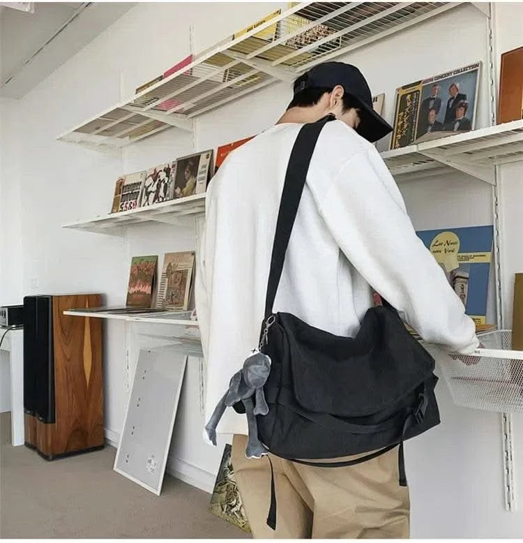 Canvas Messenger Bag Ladies Big Capacity Handbags Shoulder Bag Youth Girls Student School Bags Fashion Men Crossbody Bags Bolsos - M & M Global