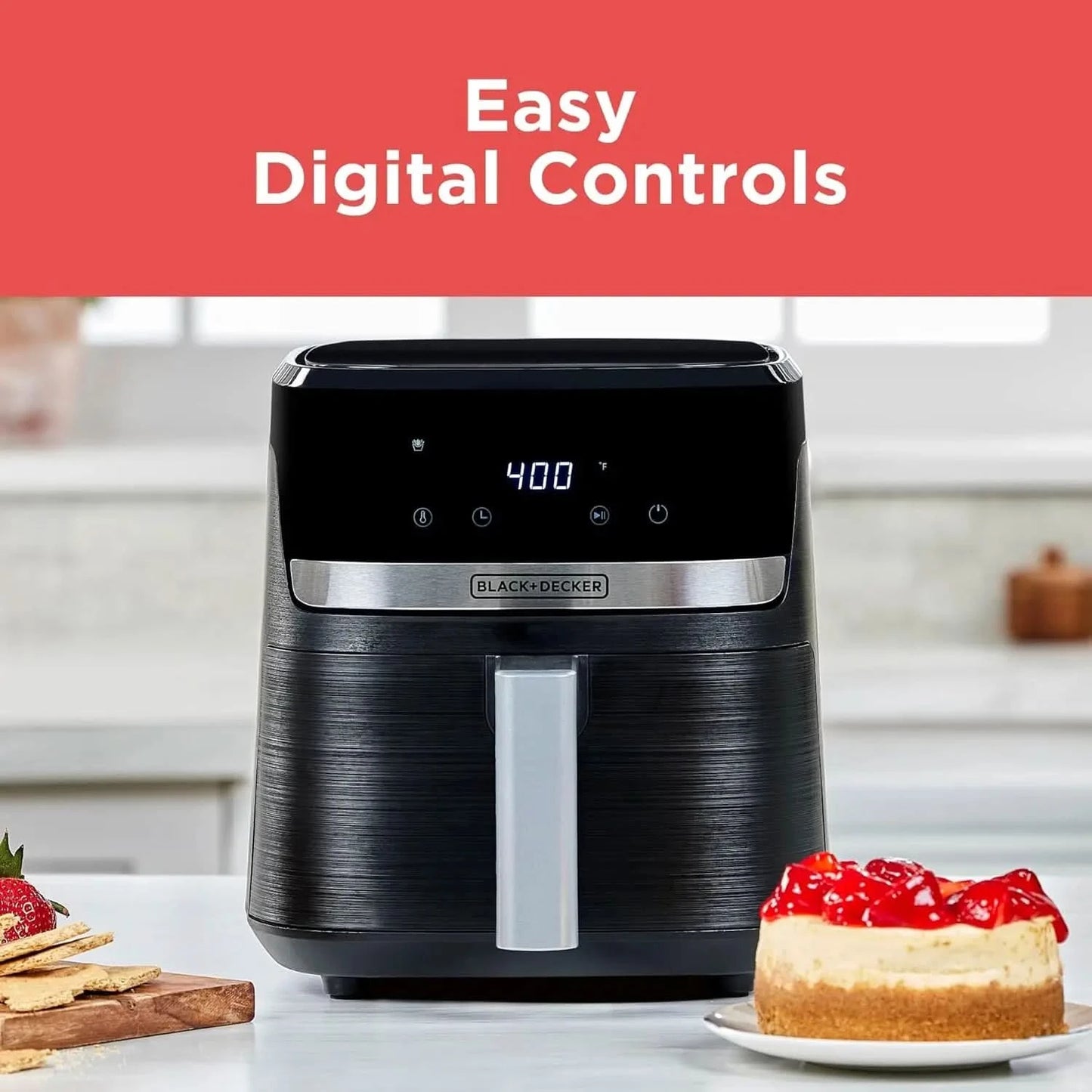 Purifry 4QT Air Fryer, Crispy Deep Fried Taste without the Fat, Plus Bake, Dehydrate, and Keep Food Warm, Digital Touchscreen an - M & M Global