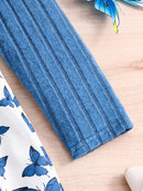 1-Piece Spring and Autumn Fashion Casual Style Knit Dress for Girls Aged 8-12, Featuring a Round Neck, Ribbed Design, Solid Color, and Dual Print Patterns, Suitable as a Gift for Eid, Easter, Carnival, Chinese New Year, and O