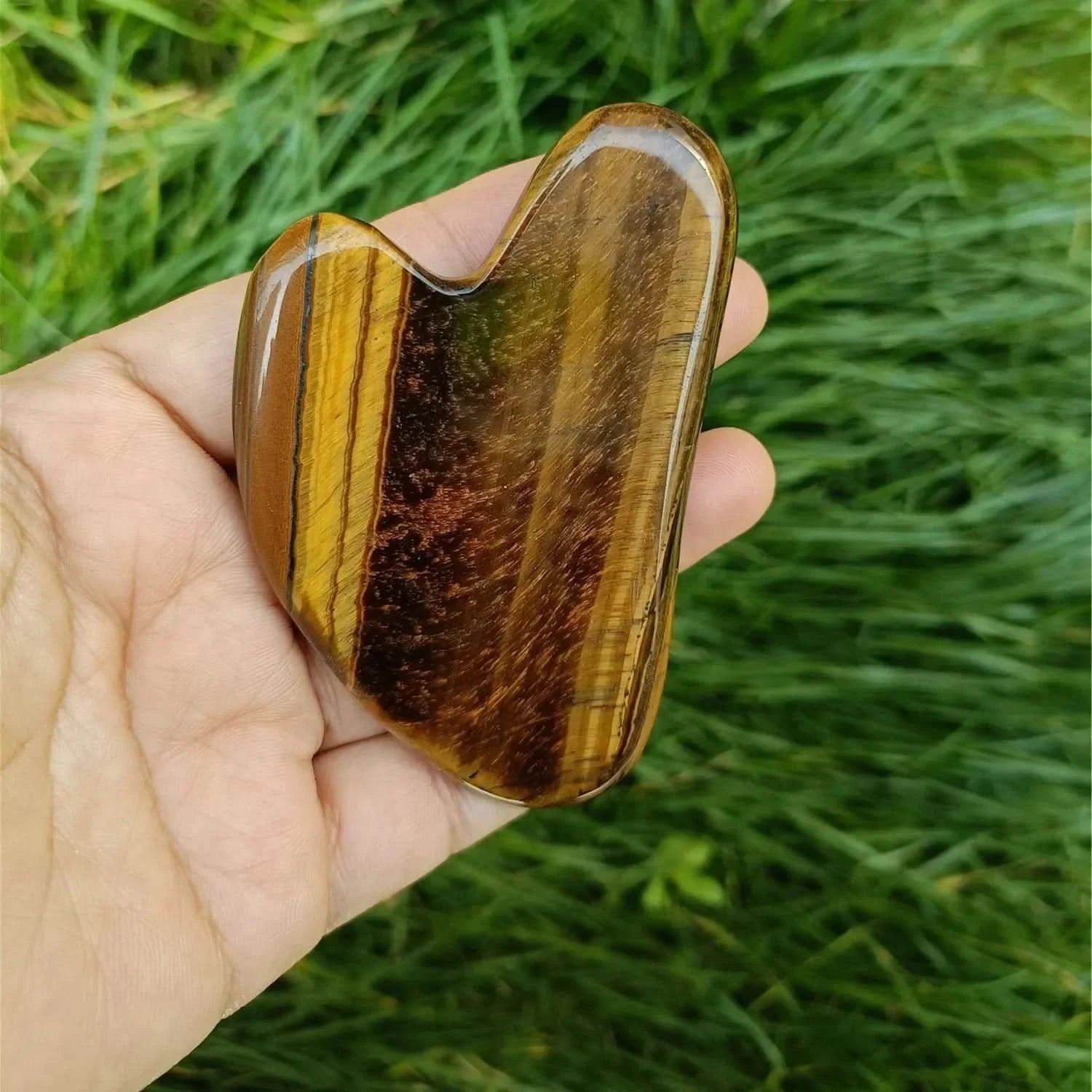 Natural Tiger Eye Guasha Beautiful Massager Facial Scraping Tools Neck Face Scraper Massage Anti Wrinkle Relax Tool SPA Stone - M & M Global