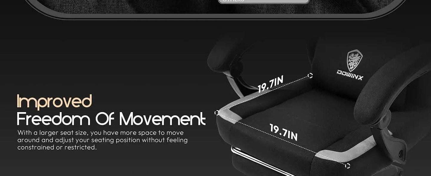 Dowinx Fabric Gaming Chair with Pocket Spring Cushion,Breathable Computer Chair with Massage Lumbar Support and Footrest