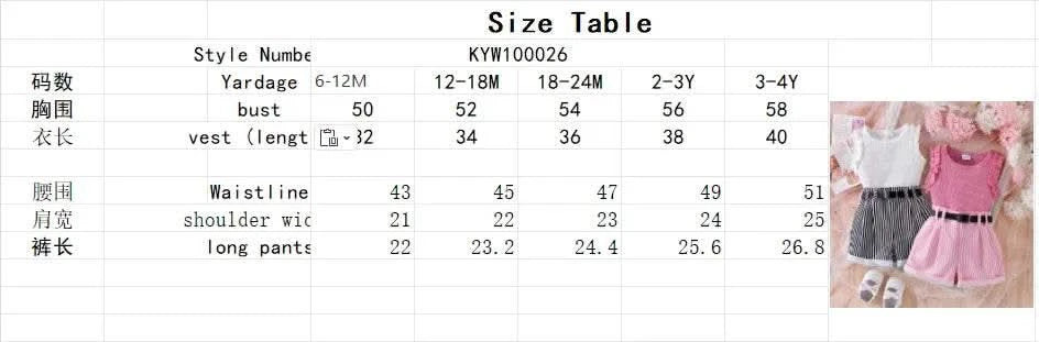 3PCS Summer New Style Comfortable And Fashionable Pink Pit Strip Vest + Shorts Set For Girls Aged 0-3 - M & M Global