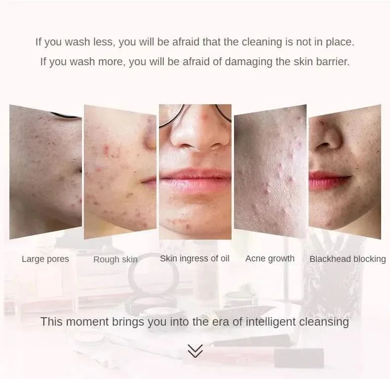 Electric Facial Cleansing Brush Deep Pore Cleaning Sonic Vibration Waterproof Acne Blackhead Remover Pore Cleaner Silicone - M & M Global