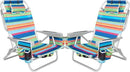Beach Chairs 5 Position, 2 Pack Portable Folding Backpack Beach Chair Heavy Duty with Cooler Bag, Cup Holder for Outdoor Lawn P