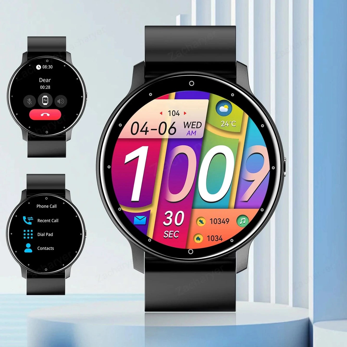 Smart watch with full touch screen, call, message reminder and other functions, compatible with iPhone/Android phones