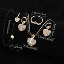 Women's Quartz Watch Gold Luxury Women Ring Necklace Earring Rhinestone Fashion Wristwatch Casual Ladies Watches Jewelry Set ﻿ - M & M Global