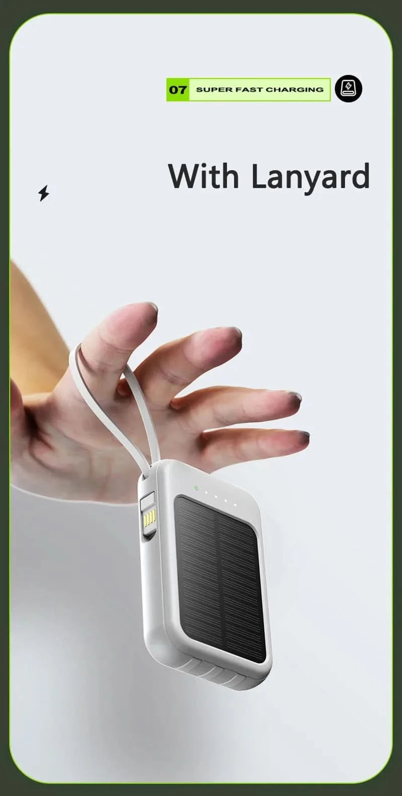 Solar Power Bank Built 4 Cables Portable Charger External Spare Battery Mini Powerbank with LED Light for IPhone Xiaomi Huawei - M & M Global