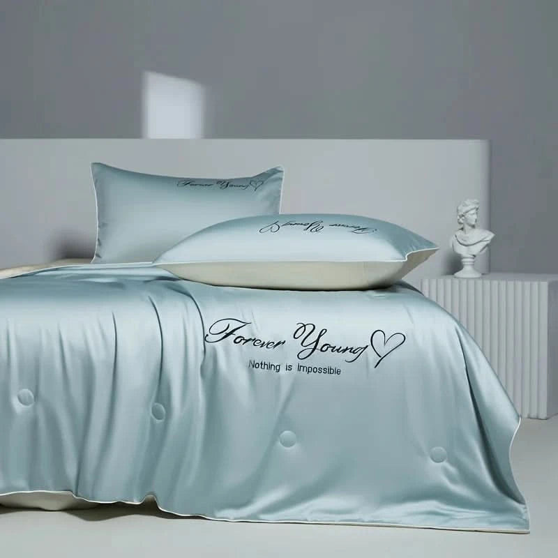 Luxurious 2-sided skin friendly fabric silky smooth touch high-quality coolness thin summer quilt Comfortable soft breathable - M & M Global