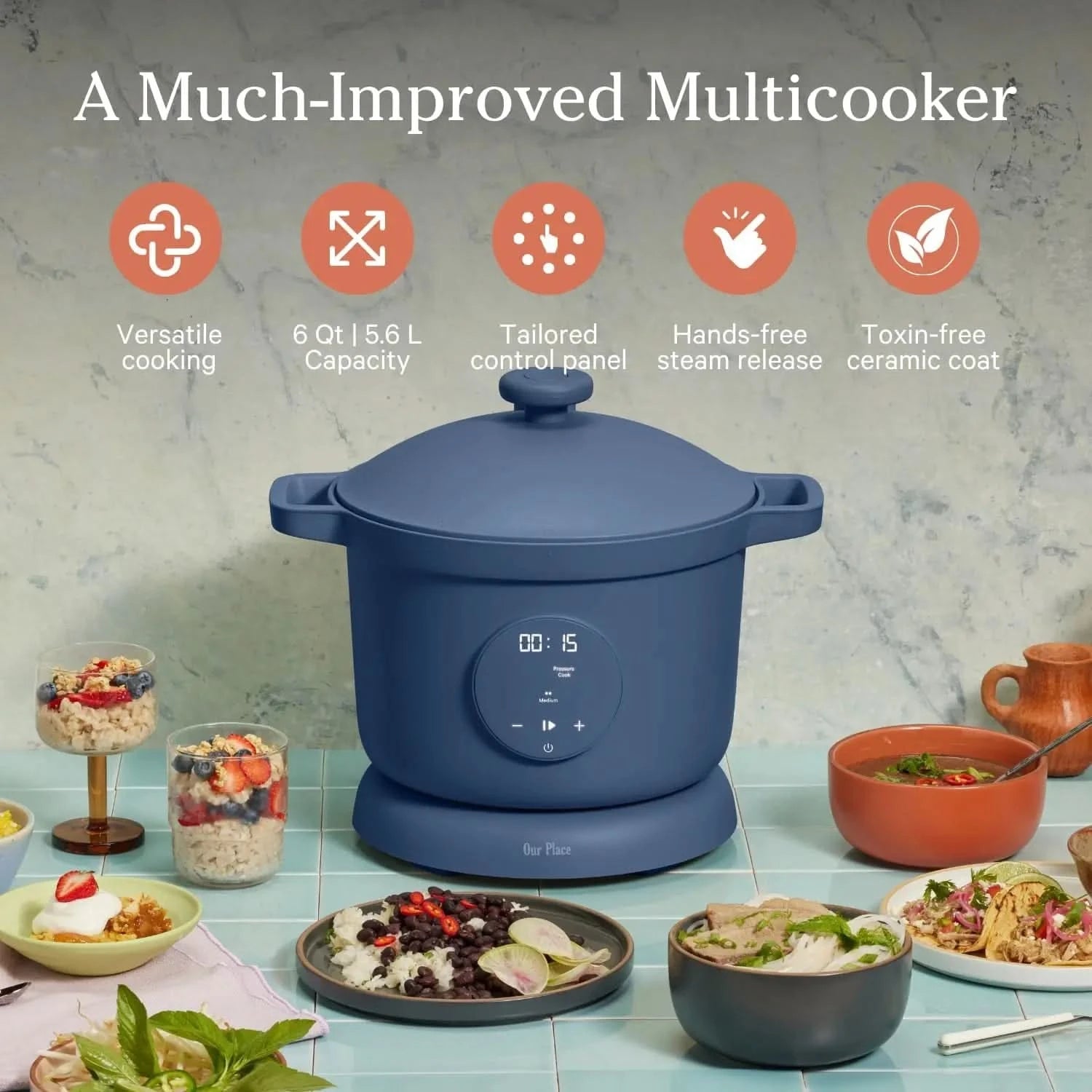 Dream Cooker | 6-quart Multicooker | 4 Versatile Modes | Pressure Cook, Slow Cook, Sear & Saute, Keep Warm | Hands-Free Steam Re - M & M Global