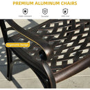 Outdoor Cast Aluminum Outdoor Chairs with Armrest, All-Weather Patio Dining Chair with Adjustable Feet for Balcony