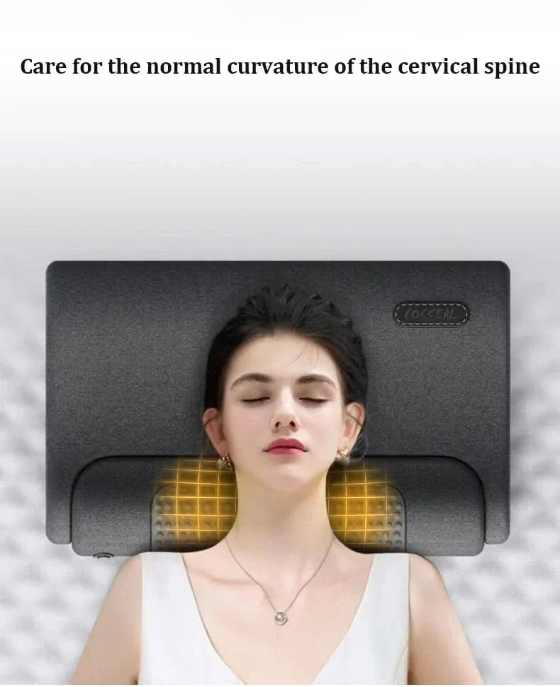 Heating Vibration Neck Massager Electric Cervical Pillow Back Traction Relax Sleeping Shoulder Neck Trapezius Muscle Massager - M & M Global