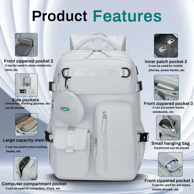 Fashionable large capacity multi pocket multifunctional outdoor travel backpack, handbag hiking bag suit - M & M Global