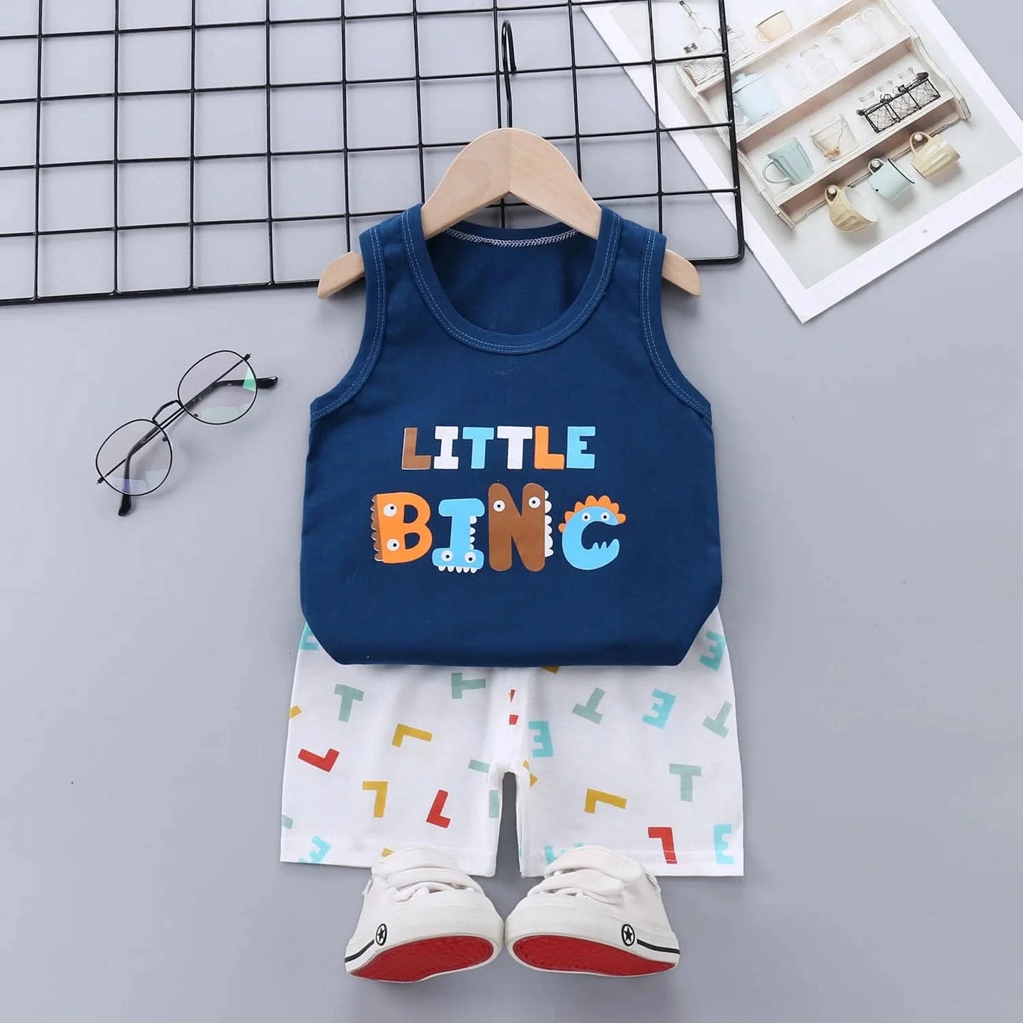 Summer Cute Cartoon 2PCS Kids Baby Boys Girls Cartoon Vest Top Shorts Pants Set Clothes Children Pajamas Girls Clothing Sets - M & M Global