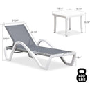 Patio Chaise Lounge Chair Set of 3 Outside Aluminum Plastic Stackable Tanning Chairs with Armrests and Side Table for Pool Sunb