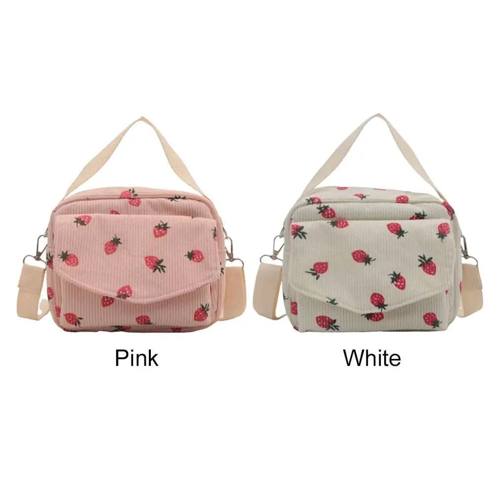 Corduroy Cartoon Shoulder Bag with Adjustable Strap Trendy Crossbody Bag Adorable Shoulder Bag Women Commute Bag - M & M Global